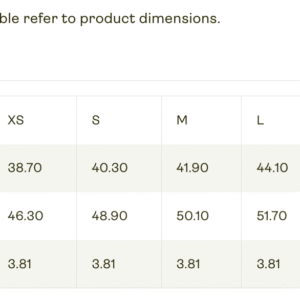 Bella+Canvas Size Guide Metric